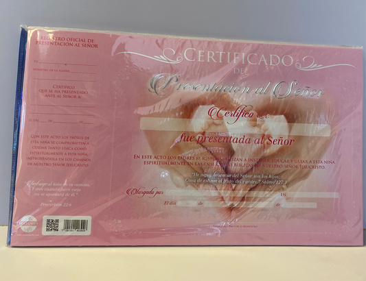 Certificado de Presentación al Señor  (Rosa)