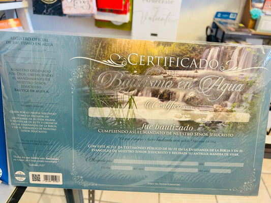 Certificado de Bautismo en Agua